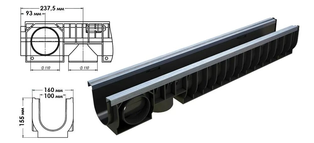 Лотки POLYMAX Basic dn100. Стандартпарк лоток 100. Ливневая канализация Стандартпарк. Лоток водоотвода 100.1814.