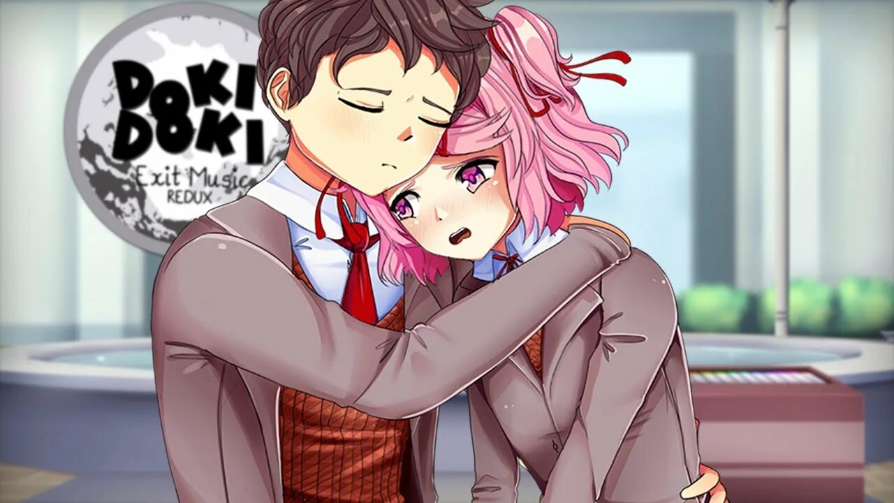 Doki doki exit music. Нацуки exit. DDLC Natsuki and MC. Нацуко доки доки swetcheroo. Нацуки exit Music.