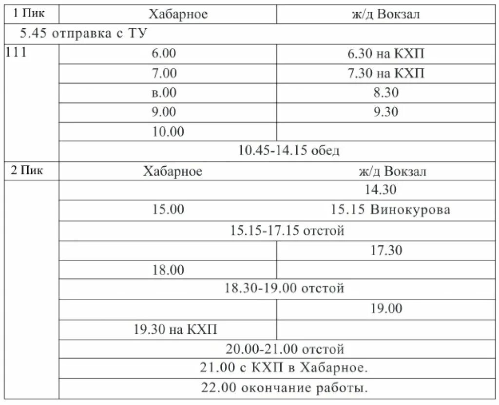 Расписание автобуса номер 108