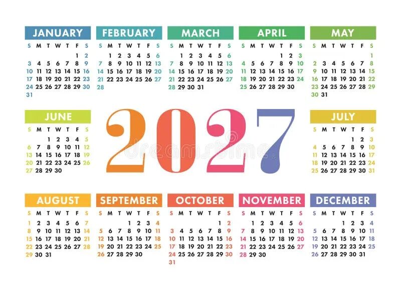 2027 Год. Pocket Calendar Design 2024. Календарь 2027г