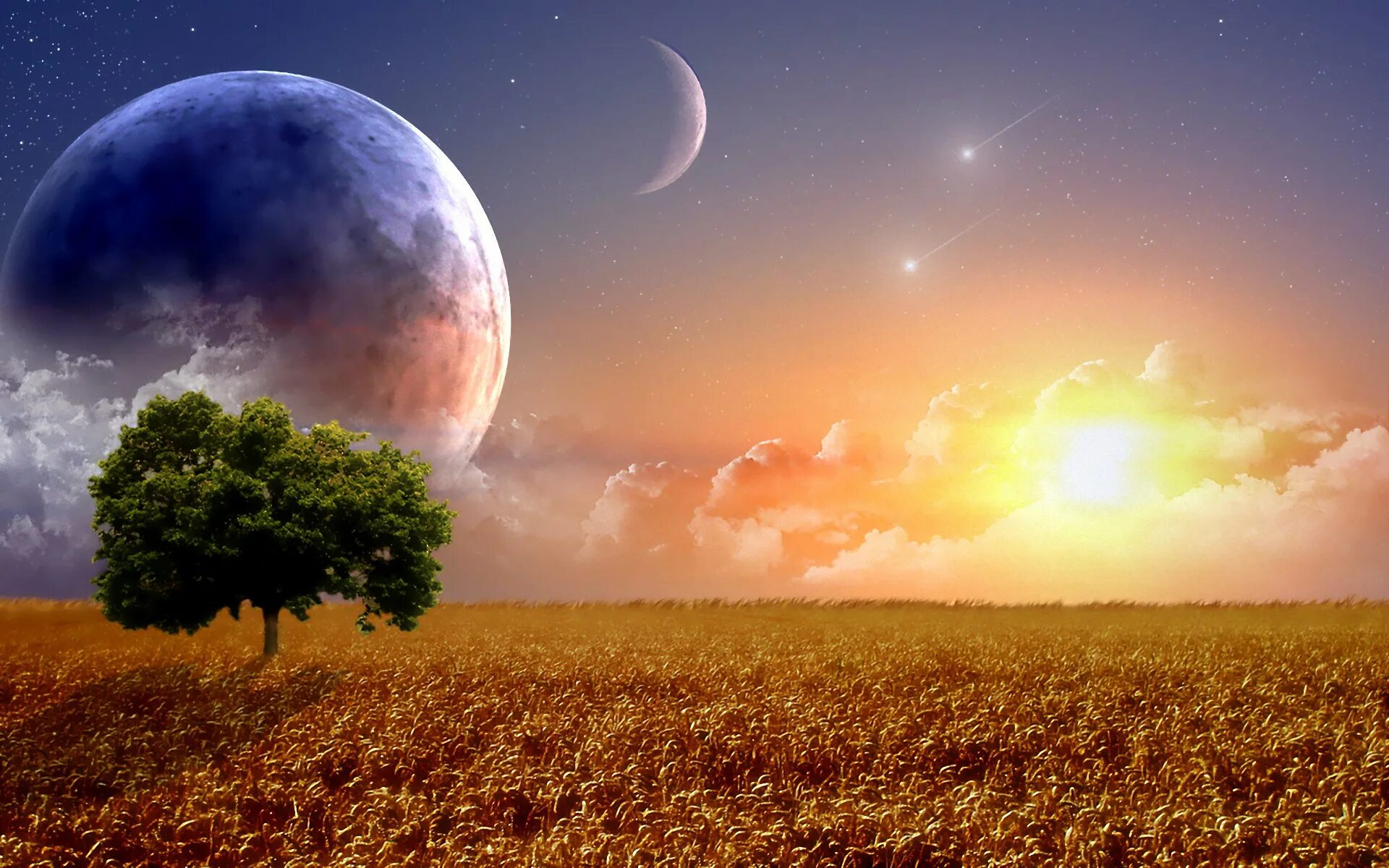 Природа нашей планеты полностью зависит от луны. Небо с планетами. Природа планеты. Планеты на фоне природы. Прекрасная Планета.