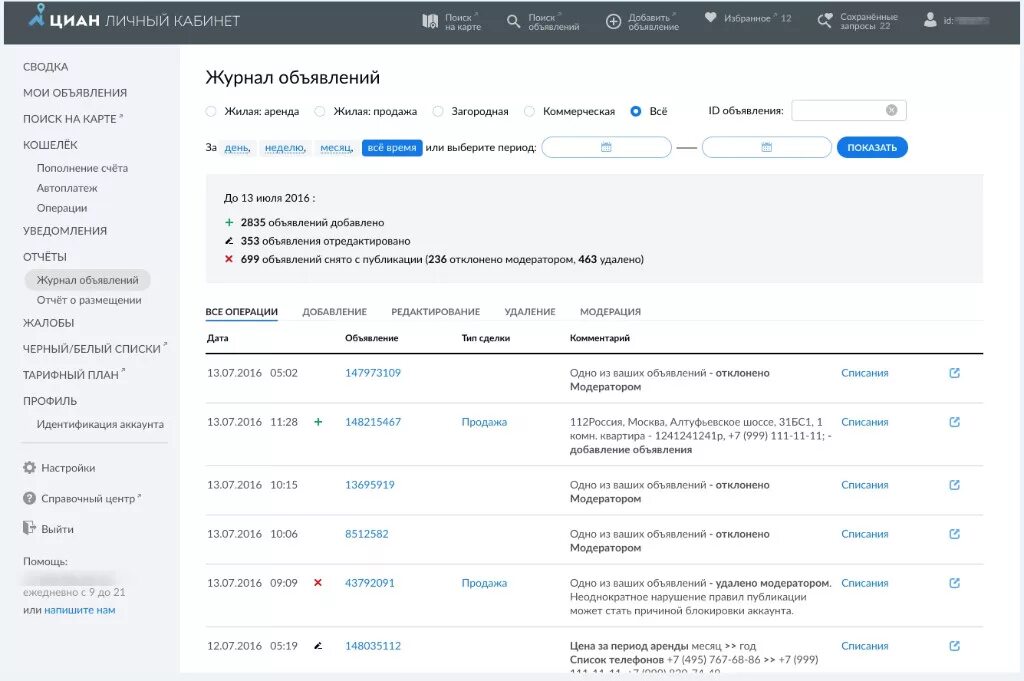 ЦИАН объявления. ЦИАН личный кабинет. ЦИАН отчет. ЦИАН Мои объявления.