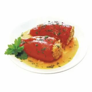 Перец фаршированный мясом с соусом