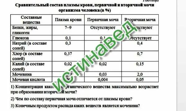 Первичная моча отличается от плазмы крови отсутствием. Состав плазмы крови первичной и вторичной мочи. Состав первичной и вторичной мочи таблица. Состав первичной и вторичной мочи. Состав первичной мочи и плазмы крови.