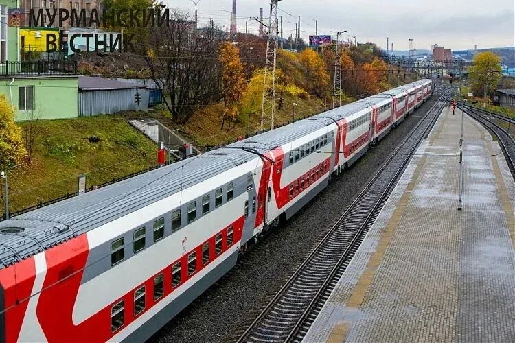 Двухэтажный поезд санкт петербург мурманск фото Первый двухэтажный состав отправился со станции "Мурманск" в день ее рождения Ин