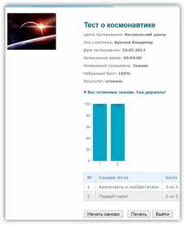Тест про космонавтику