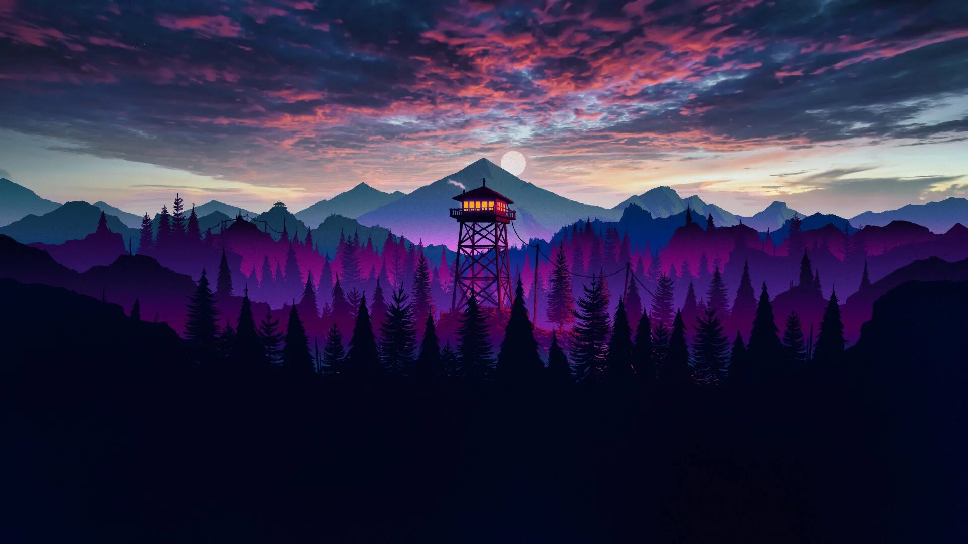 Firewatch Dark горы. Обои 16 10