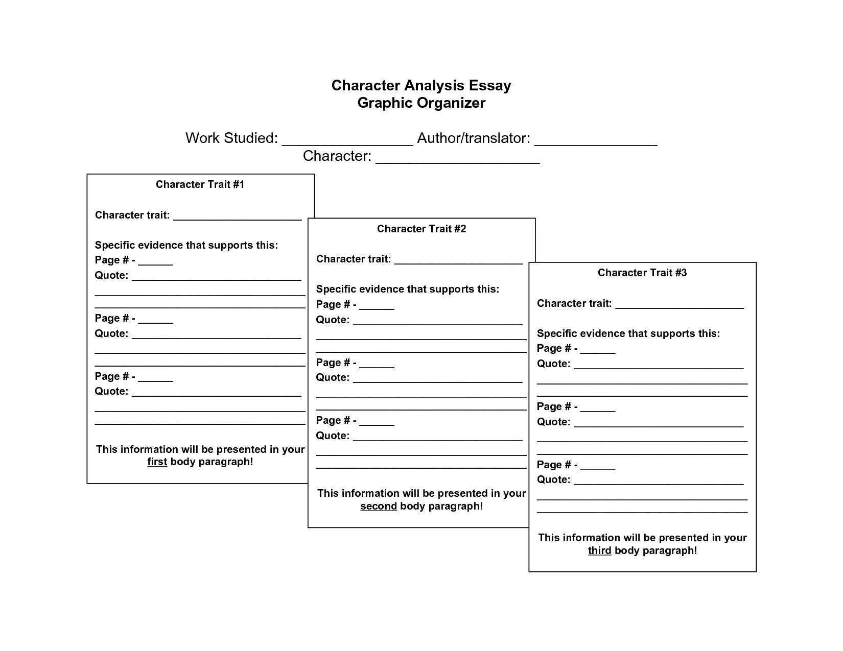 Characterization analysis. Characters analysis template.