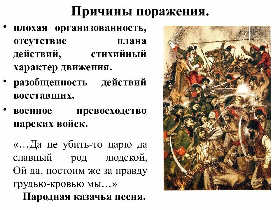 Причины поражения пугачева в восстании. Причины поражения народного движения. Народные движения в начале 18 века. Причины народных движений в начале 18 века. Причины поражения России история.