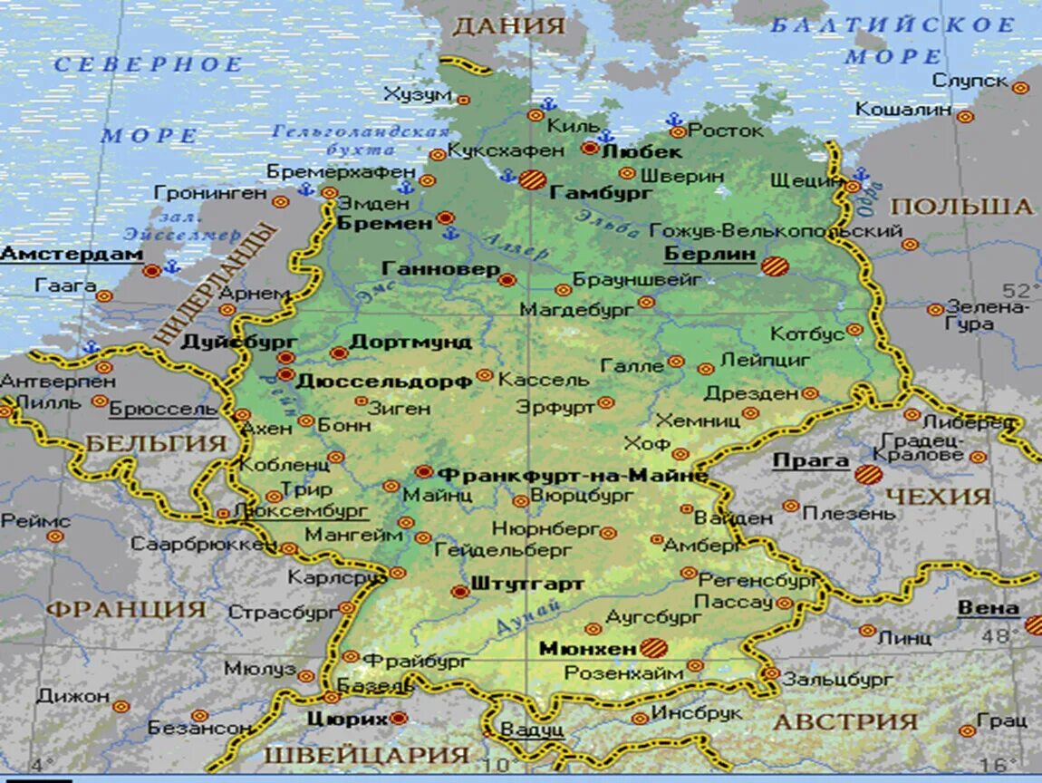 Германия это какая страна. Географическая карта ФРГ. Моря омывающие Германию на карте. Географическое положение Германии на карте. Какие моря омывают Германию карта.