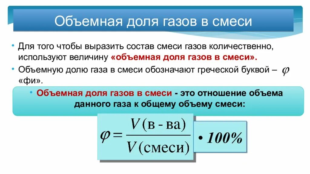 Объемные доли в массовые доли газов