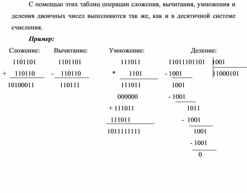 Сложение вычитание умножение и деление в двоичной системе счисления. Вычитание в двоичной системе счисления примеры. Как умножить два числа в двоичной системе счисления. Деление в двоичной системе счисления примеры. Калькулятор операций сложения