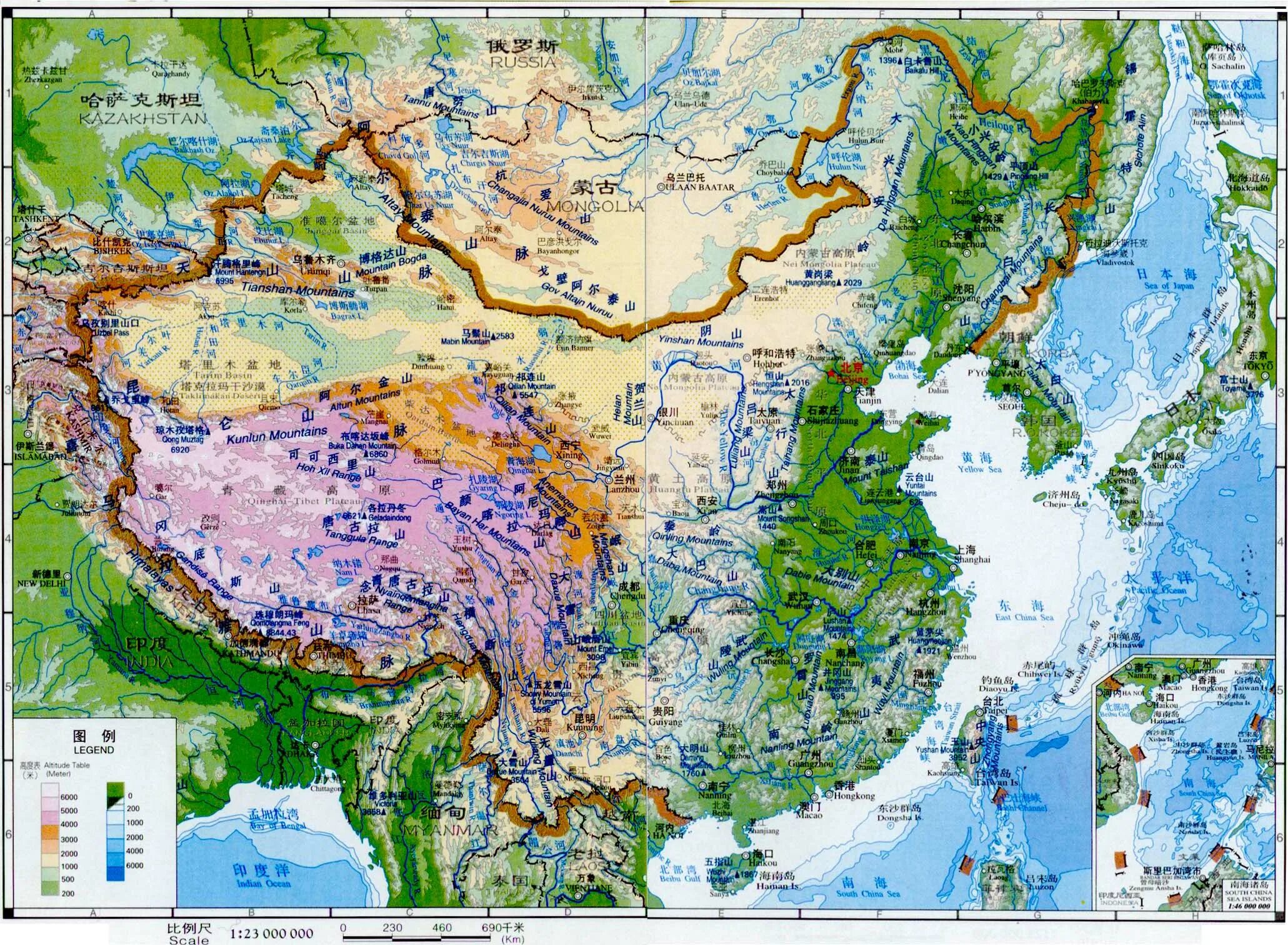 Рельеф китайско корейской платформы. Карта Китая физическая карта Китая. Рельеф Китая карта. Карта Китая географическая рельеф. Топографическая карта Китая.