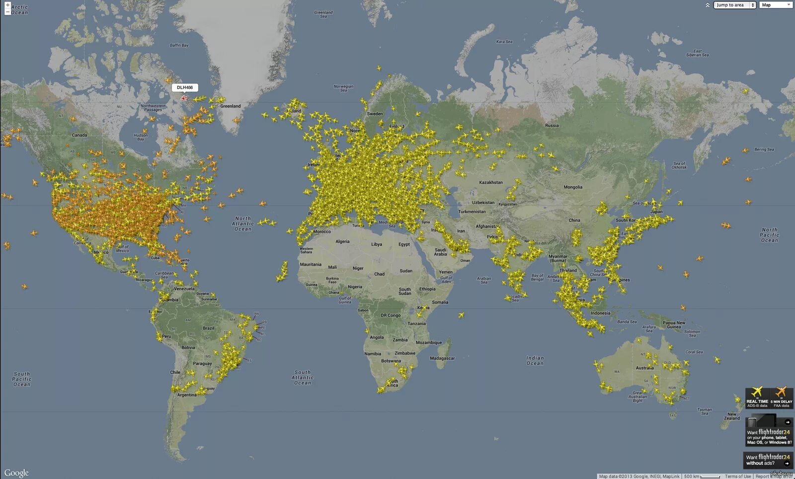 Карта мировых полетов