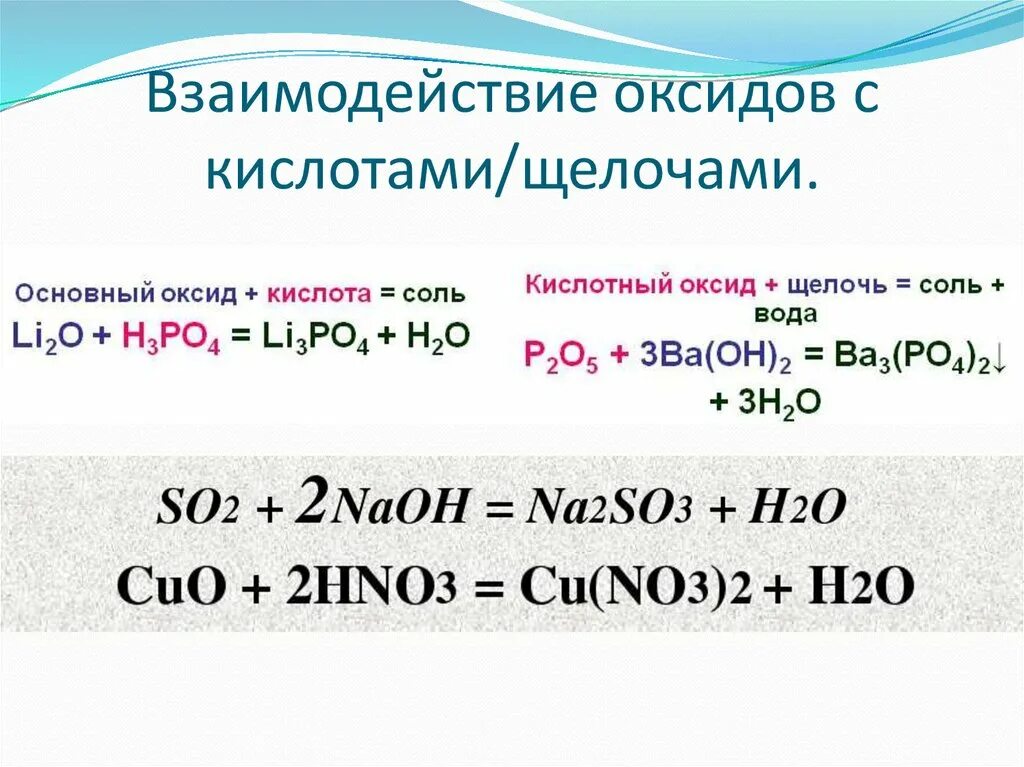 Кислоты получают взаимодействием