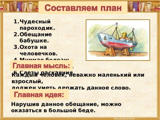 Литературное чтение как я ловил человечков план