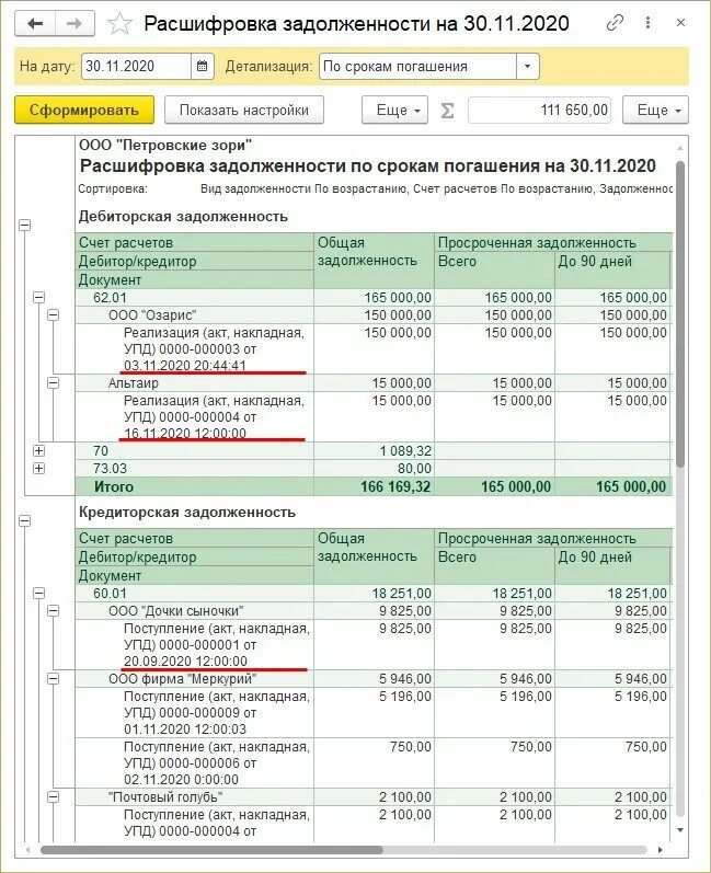 Расшифровка долгов. Расшифровка кредиторской задолженности. Расшифровка задолженности в 1с. Расшифровка дебиторской задолженности. Кредиторская задолженность в 1с.