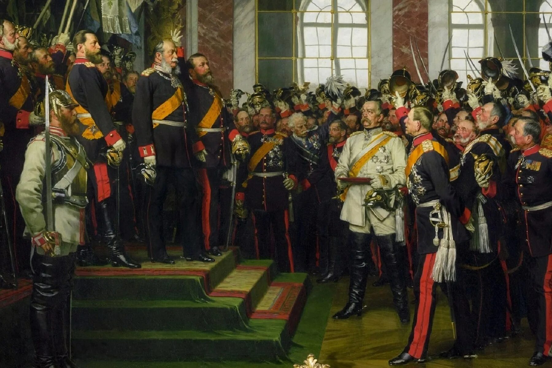 Германская Империя 1871 год. Бисмарк коронация Вильгельма. Объединение Германии 1871 Отто фон.