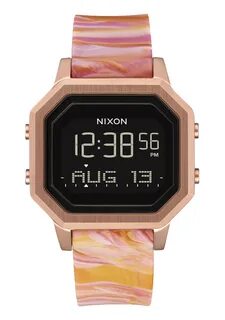 【NIXON】SIREN 玫瑰金框X黑 粉紅 膠錶帶 電子錶.