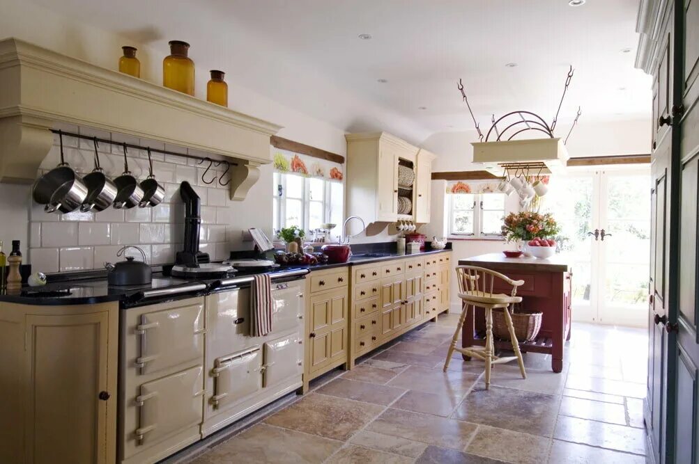 12x24 floor tiles laid to look like flagstones Country kitchen, Country kitchen 