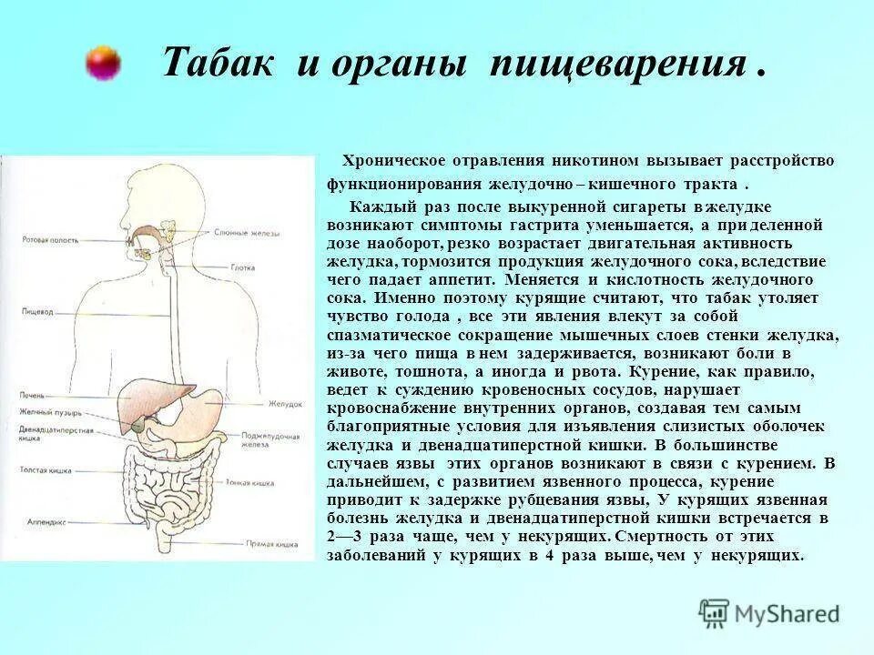 Боль в органах пищеварения.