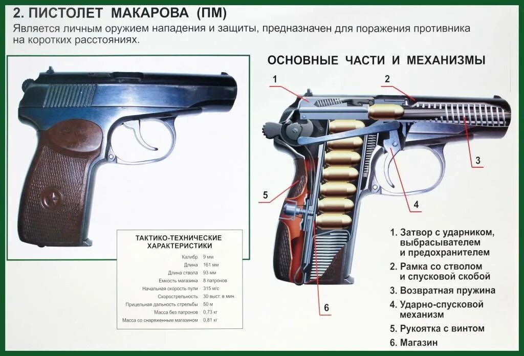 Форум об оружии. ТТХ пистолета ПМ Макарова 9мм. Схема пистолета ПМ 9мм.