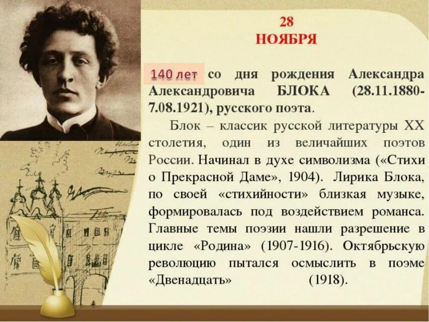 Годы рождения русских писателей. 140 Лет со дня рождения русского поэта а.а. блока (1880-1921). 28 Ноября Александр блок. 28 Ноября 1880 года родился Александр Александрович блок. 28 Ноября Александр блок поэт 140 лет.