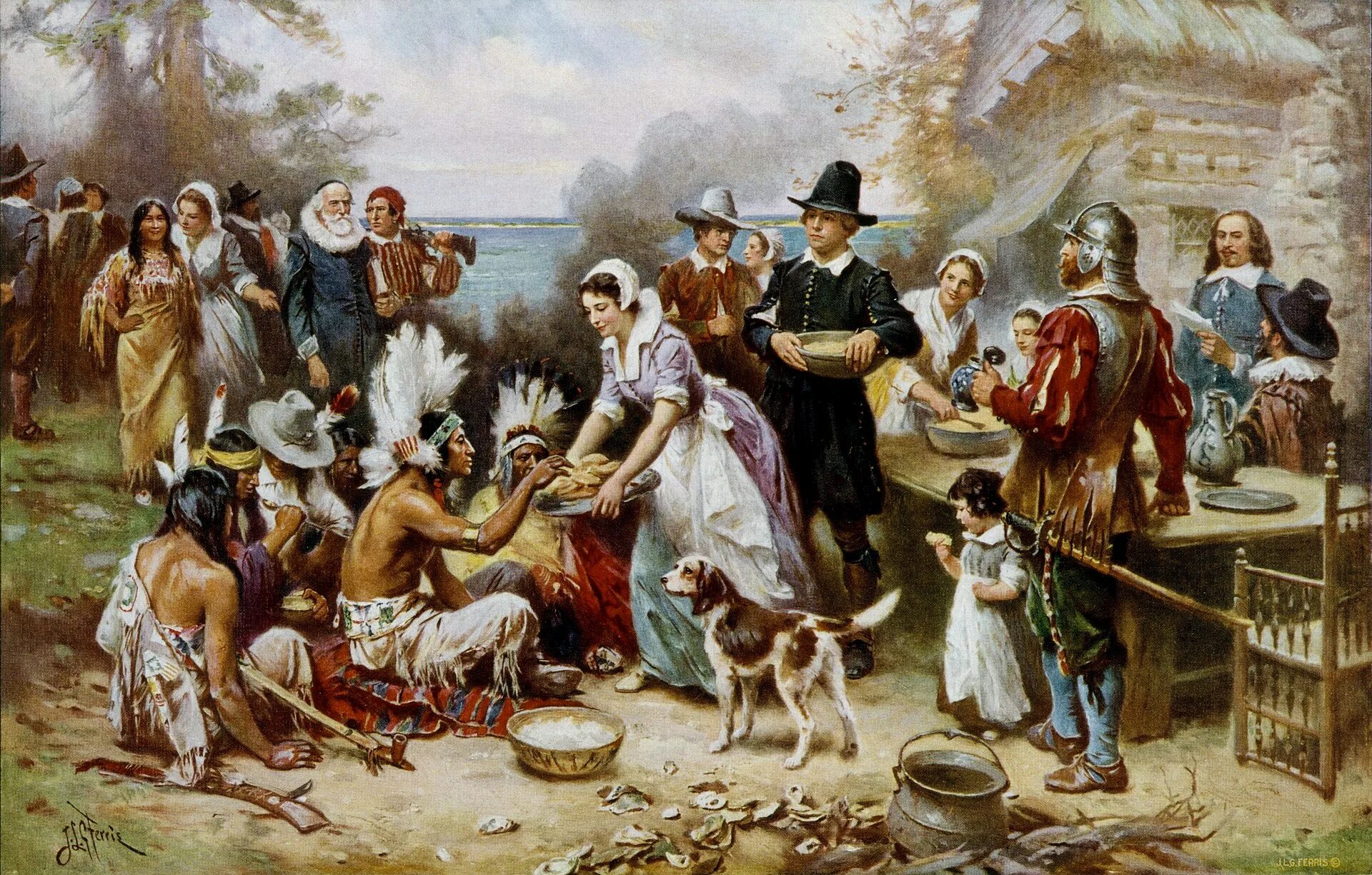 День Благодарения индейцы и Колонисты. Первый европеец ступивший на землю северной америки
