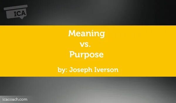 Purpose vs opportunity. Vs meaning