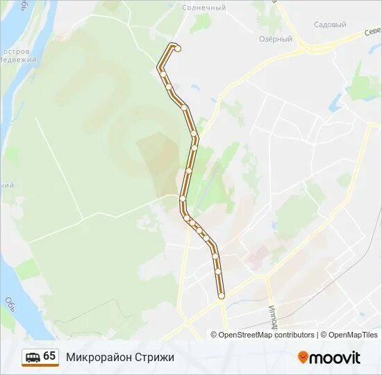 Автобус 65 маршрут на карте