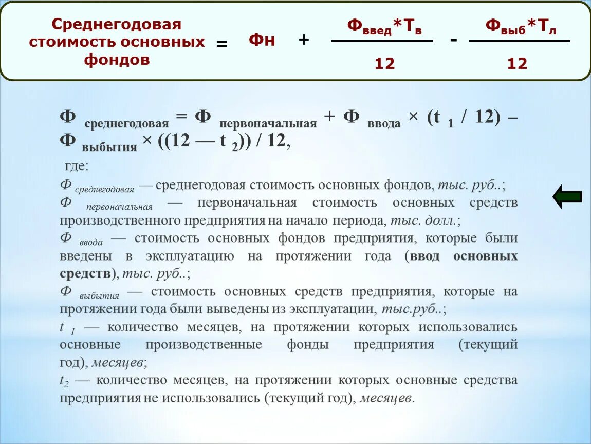 Общее число рабочих цеха. Сумма амортизации основных фондов формула. Пример расчета стоимости основных средств. Как посчитать среднегодовая стоимость основных фондов, тыс.руб.. Рассчитать среднегодовую стоимость основных фондов.