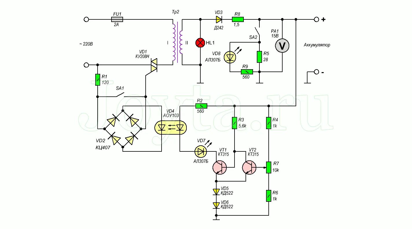 Автоматическое ЗУ для автомобильного аккумулятора схема. Схема автоматического ЗУ для АКБ автомобиля. Схема зарядки аккумуляторной батареи от трансформатора т1. Схема зарядного устройства для десульфатации автомобильного АКБ.