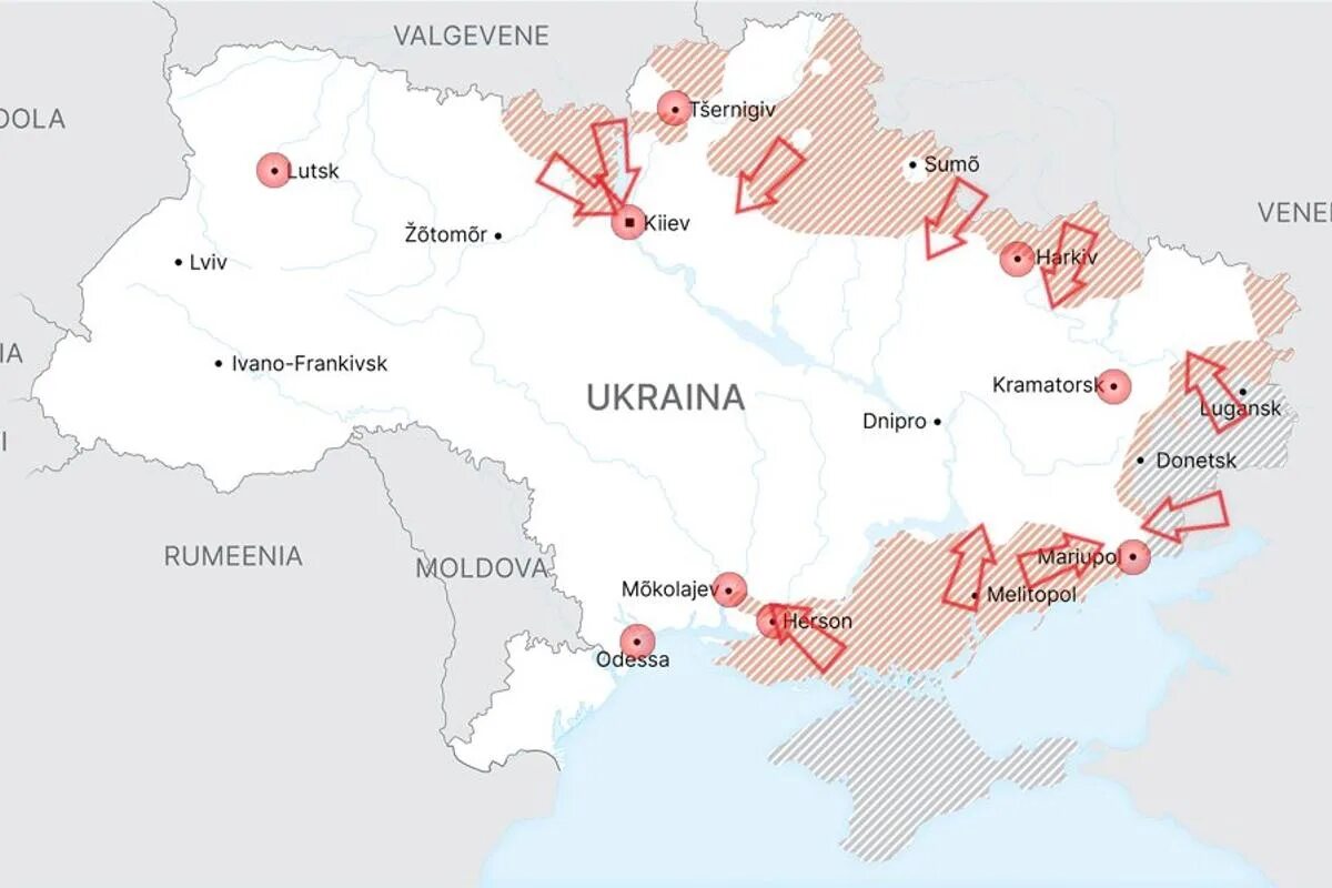 Где сейчас наши войска карта. Карта войны на Украине. Карта боевых действий на Украине. Херсон на карте России боевые действия. Карта войны на Украине 02.03.2022.