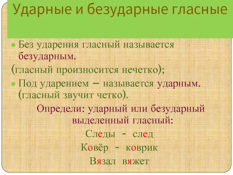 Ударный гласный звук в слове поняли