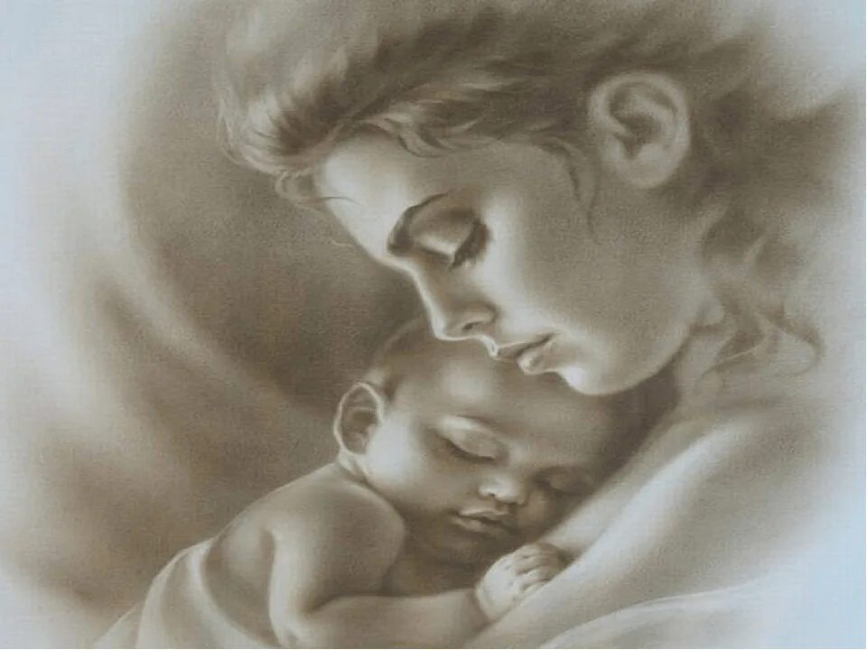 Материнское сердце устало. Рисунок ко Дню матери. Нарисовать маму с ребенком. Материнство рисунок. Мать и дитя.