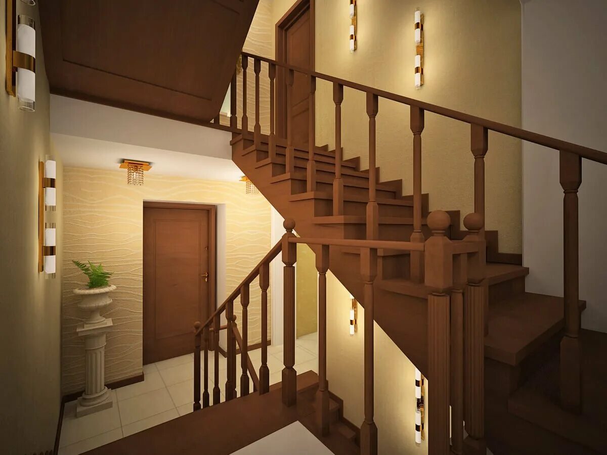 Текст из коридора по деревянной лестнице дети. Лестница в частном доме. Прихожая с лестницей. Лестница в загородном доме. Коридор с деревянной лестницей.