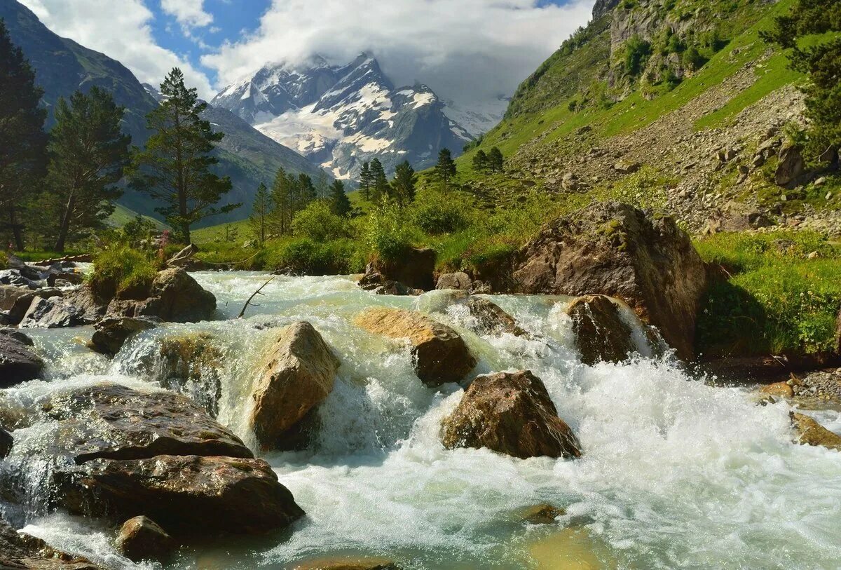 Горный край вода. Горная река Архыз ущелье. Долина реки Уллу-Муруджу. Терек Горная река. Горный ручей Архыз.