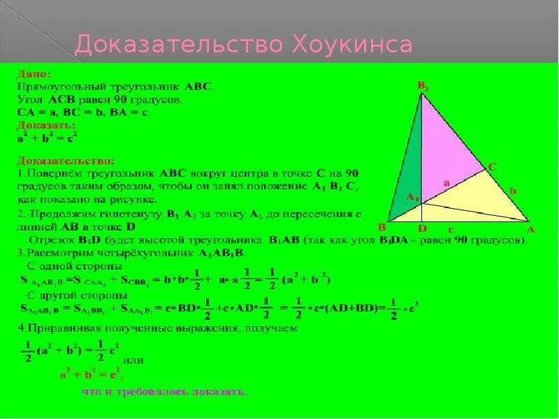 Теорема пифагора числа. Доказательство Хоукинса.