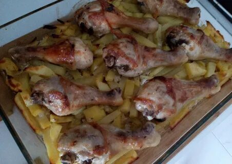 Куриные ножки с картофелем в духовке рецепт
