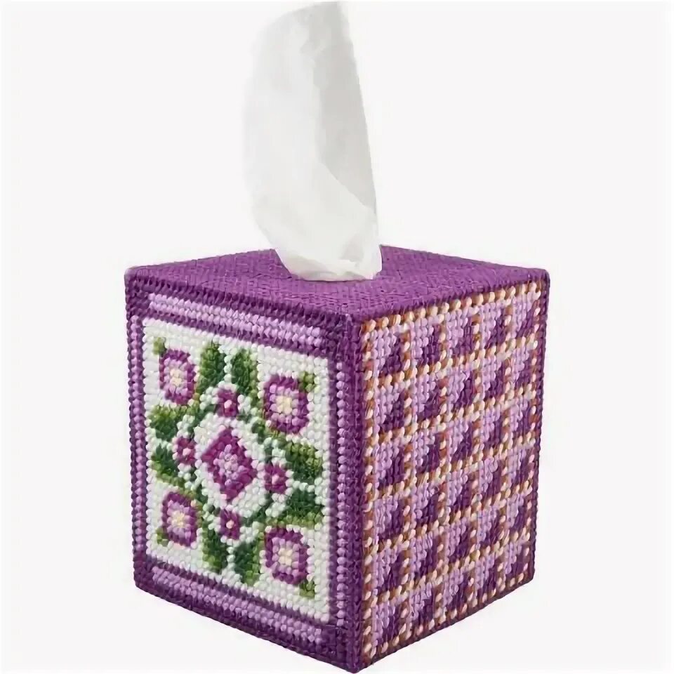 Herrschners ® Violet Wreath Tissue Box Plastic Canvas Kit Pl
