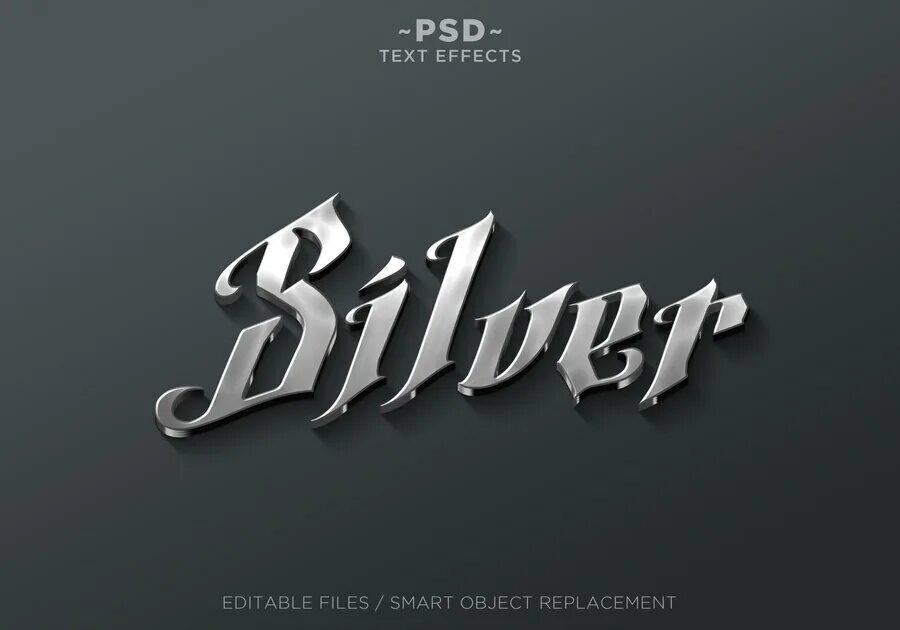 Silver text Effect. Silver font PSD. Silver Effect Typography. PSD text Effect Silver.