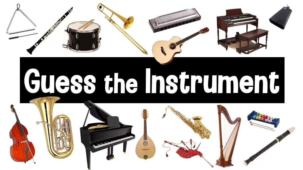 Sound of music instruments. Guess the musical instrument. musical instruments quiz. guess the sound.