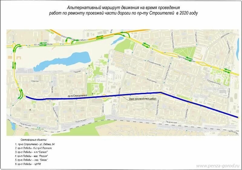 Схема маршрутов пензы. Схема объезда. Схема движения объезд. Объездная дорога Пенза. Схема объезда участка реконструкции дороги.