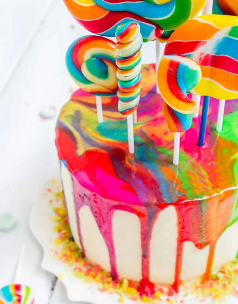 Цветное день рождения. Торт разноцветный. Торт «Радуга». Яркий торт. Красивый яркий торт.