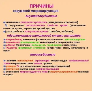 Снижение скорости кровотока