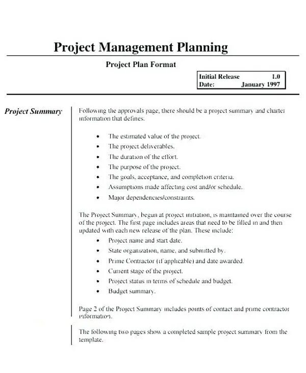 Sampling program. Project Plan example. Project Management Plan example. Cost Management Plan example. One Page Summary.