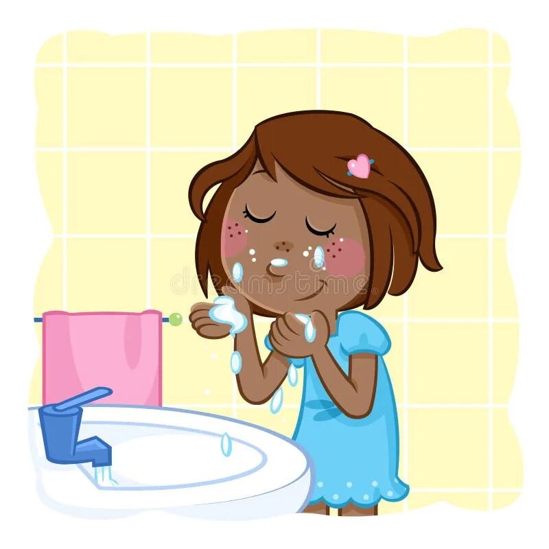 I wash my face and hands. Ребенок умывается. Девочка умывается. Умывание лица для детей. Мультяшка умывается.