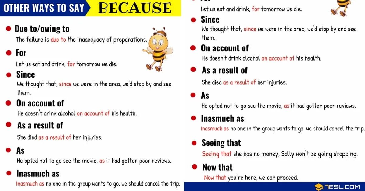 Because short form. Ways to say because. синонимы к слову because. замена because в английском. other ways to say because.