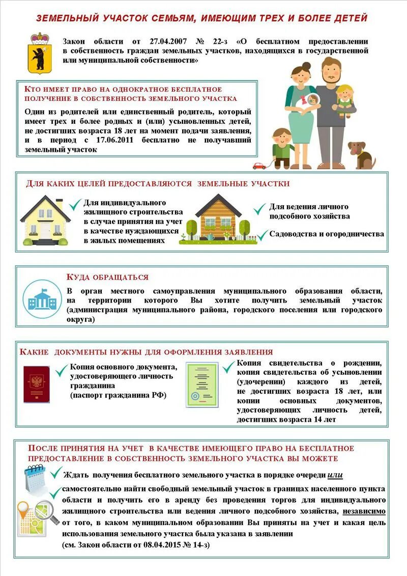 Как оформить земельный участок многодетным. Предоставление земельных участков многодетным. документы для земельного участка многодетным. памятка многодетным семьям. памятка земельный участок многодетным.
