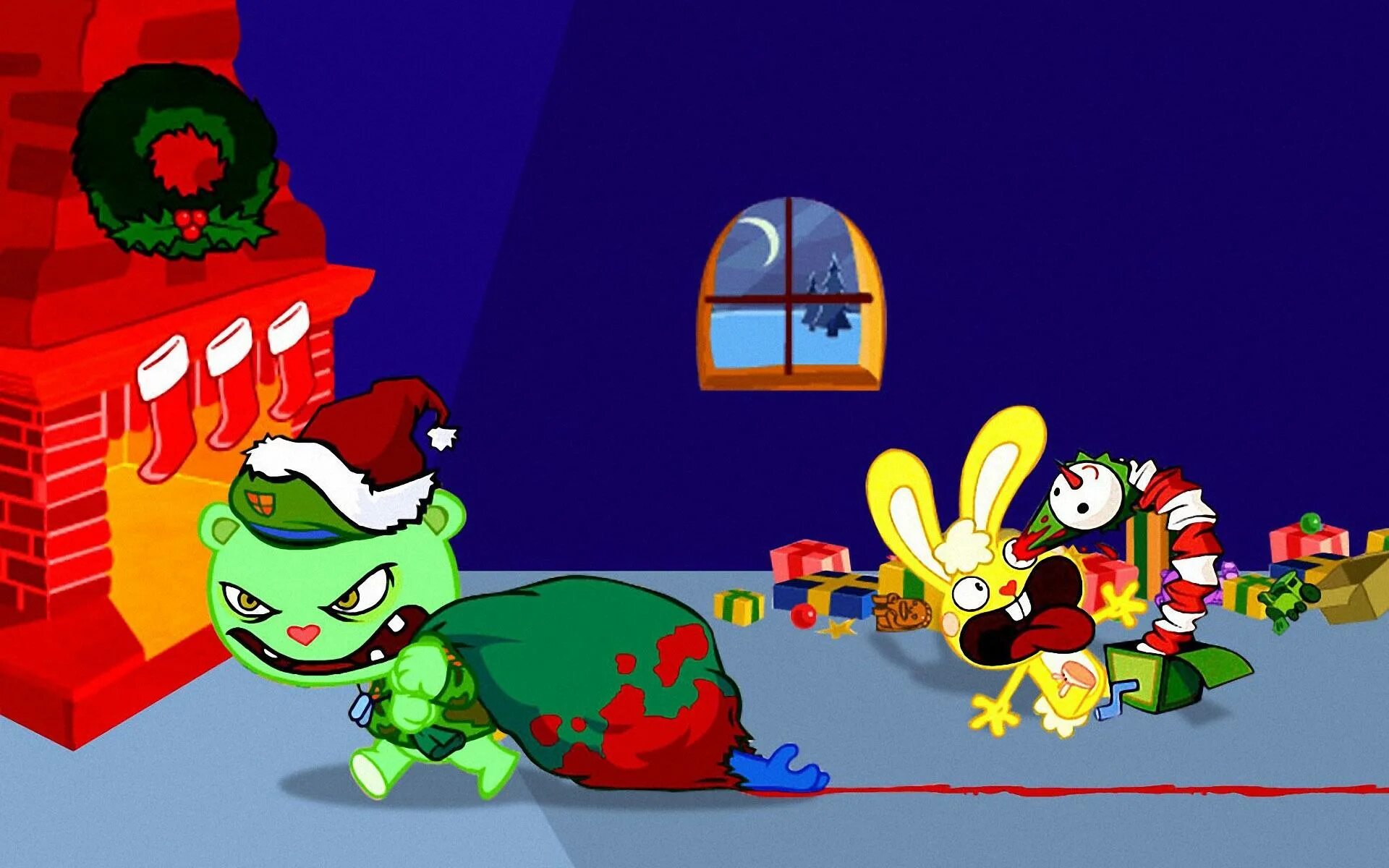Happy tree friends год. Happy tree friends год. Хэппи три френдс кэнди. Зелёный мишка флиппи. Happy tree friends merry christmas.